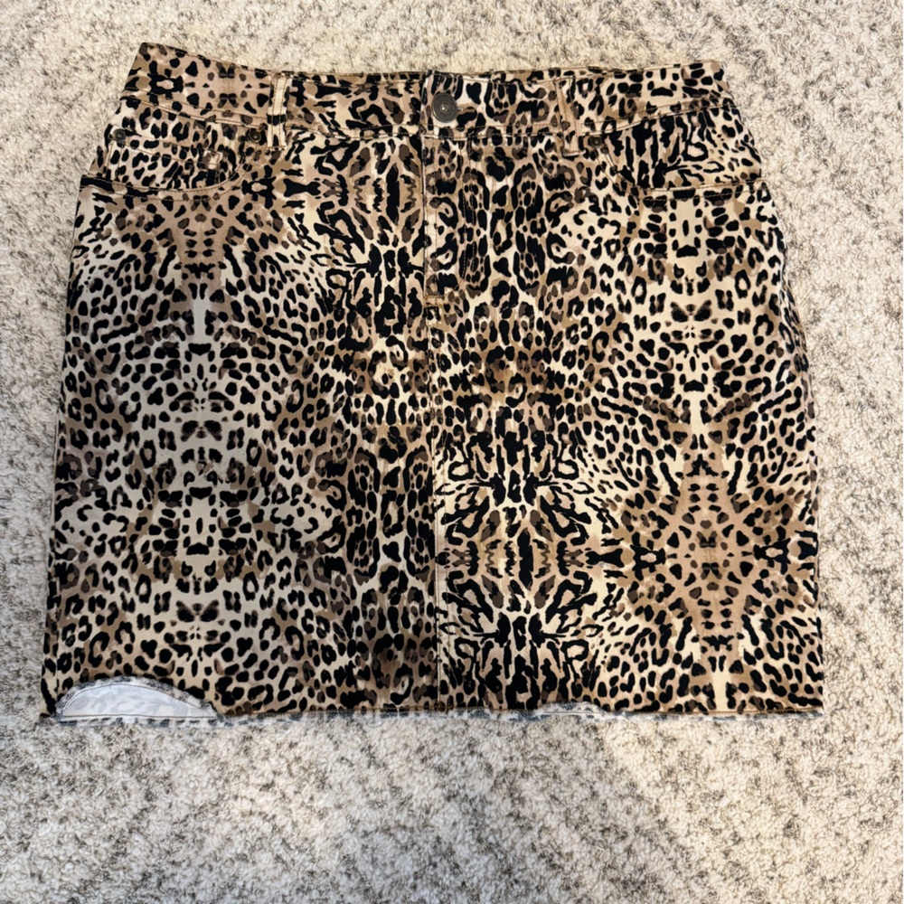 INC Women’s Large Leopard Print Button Zip-up Skirt